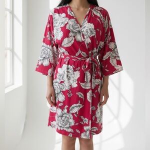 Lilac+London Kimono Sleeve Floral Printed Wrap Robe | Size M
